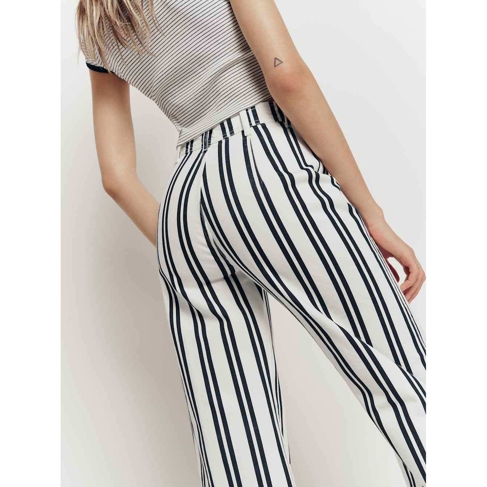 Reformation Logan Ultra High Rise Wide Leg‎ Jeans Black White NWT - Picture 2 of 13